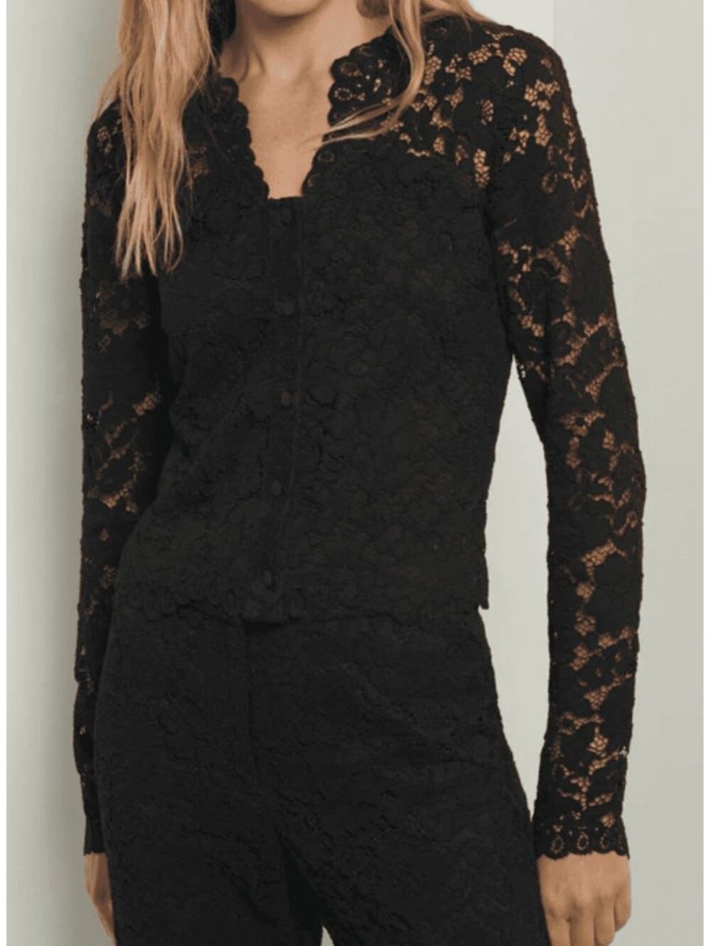Derek Lam 10 Crosby The Seraphina Lace Blouse Top Black Size 4